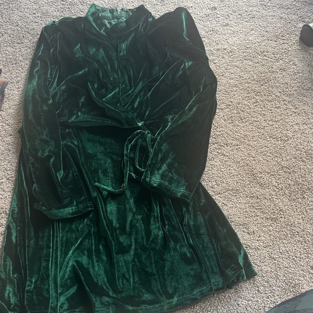 Elegant Green Velvet Women's Coat